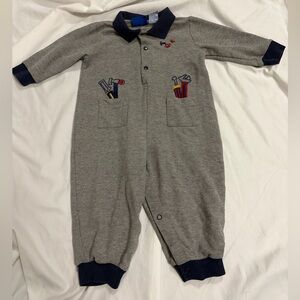 Vintage 18 months my pal button tool embroidered one piece retro